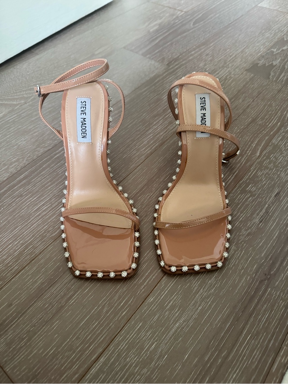 Steve Madden Blush Patent Beaded Strap Sandals